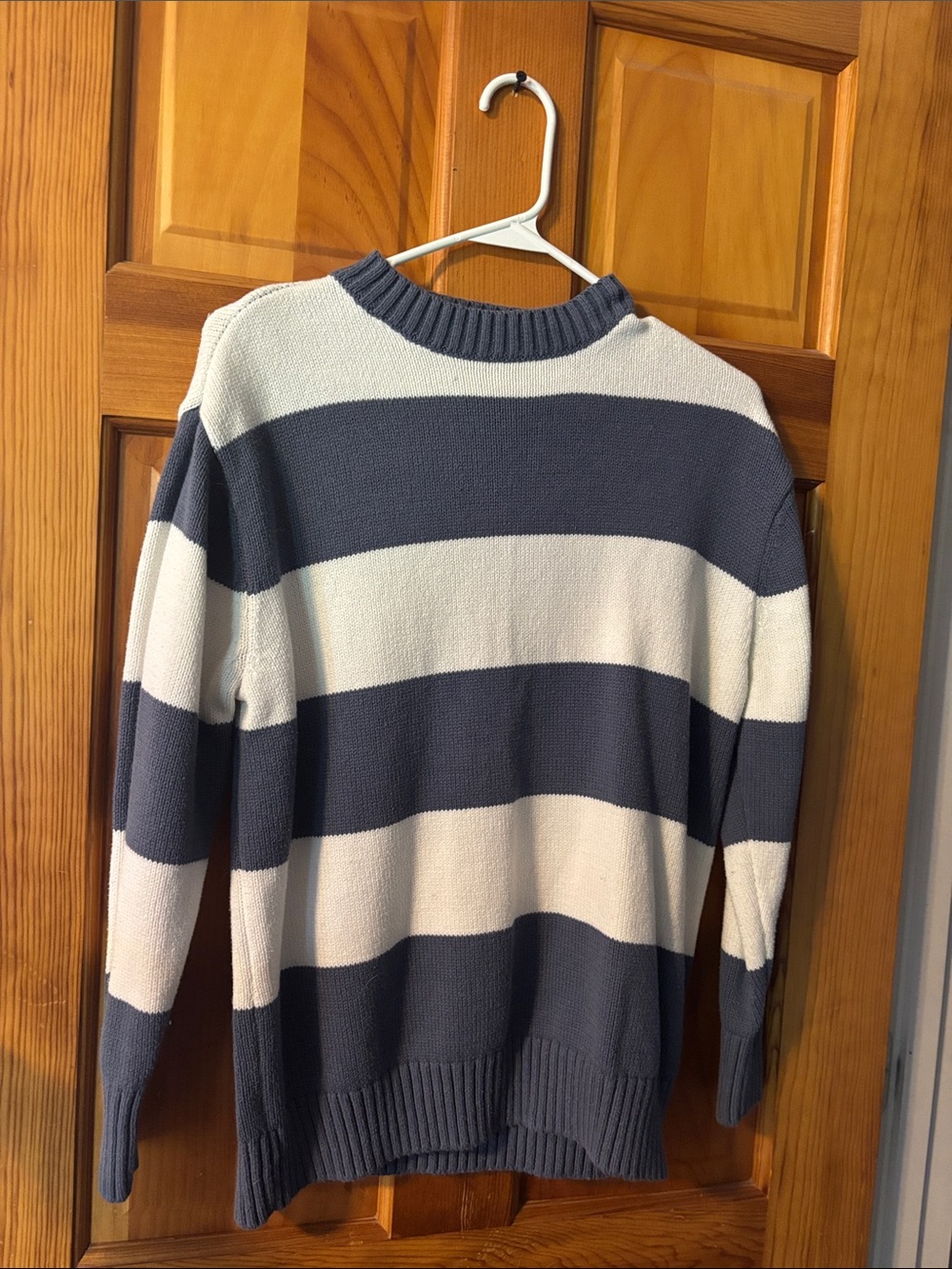 Women’s Striped Crewneck Sweater - Blue and White